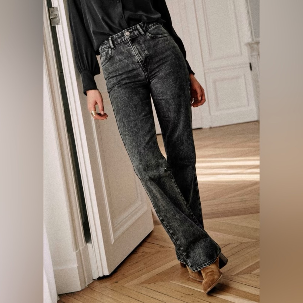 Sezane Serge Trousers in washed black